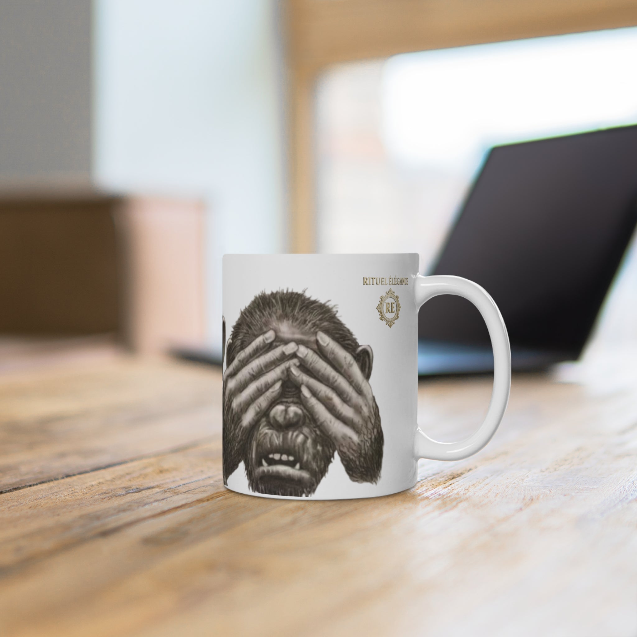 mug 3 singes en céramique Fun Monkey, cadeau de tasse à café unique,  tasse drôle pour le café,idée de cadeau d'anniversaire