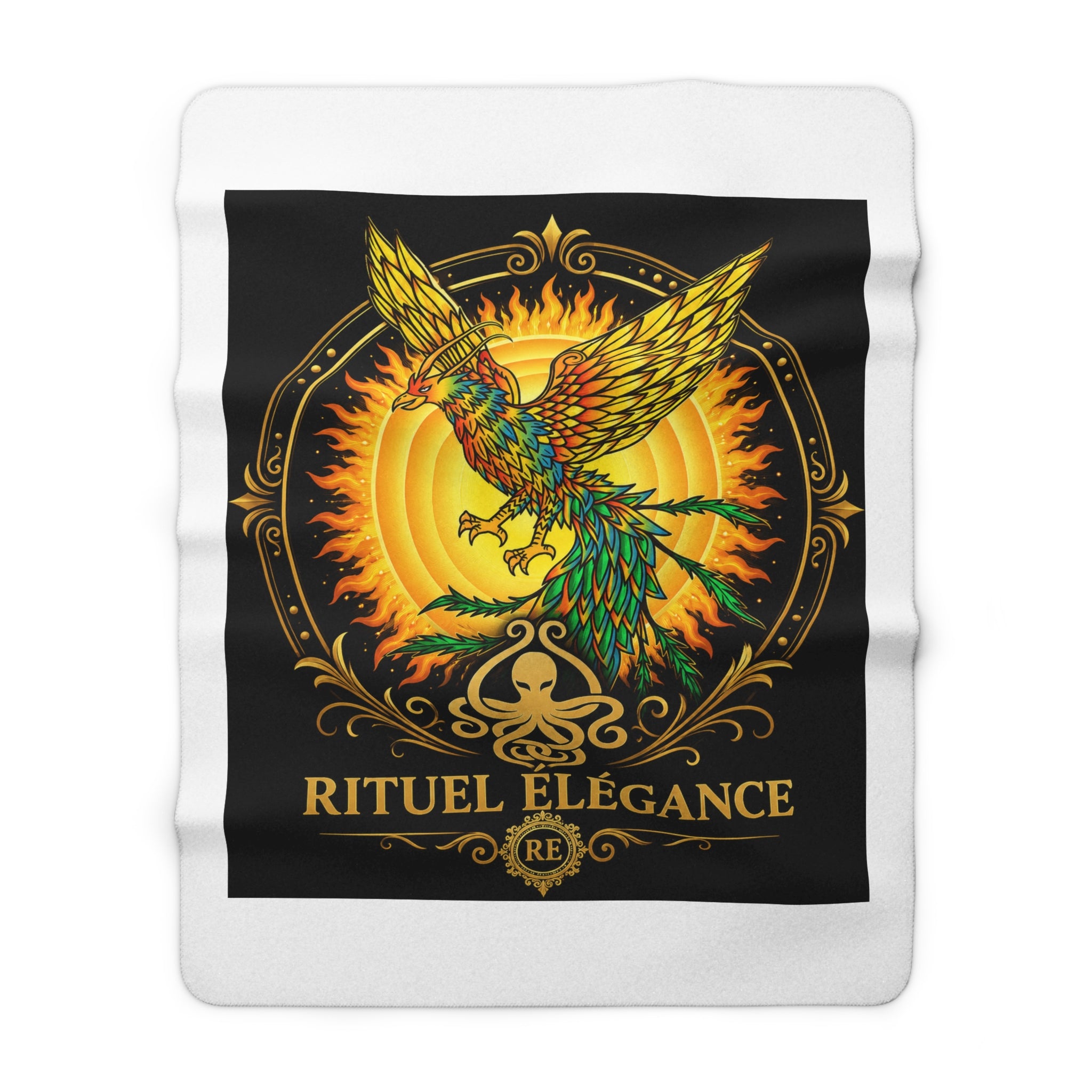 Phoenix Sun Sherpa Blanket — "Rituel Élégance" Cozy Fleece Throw