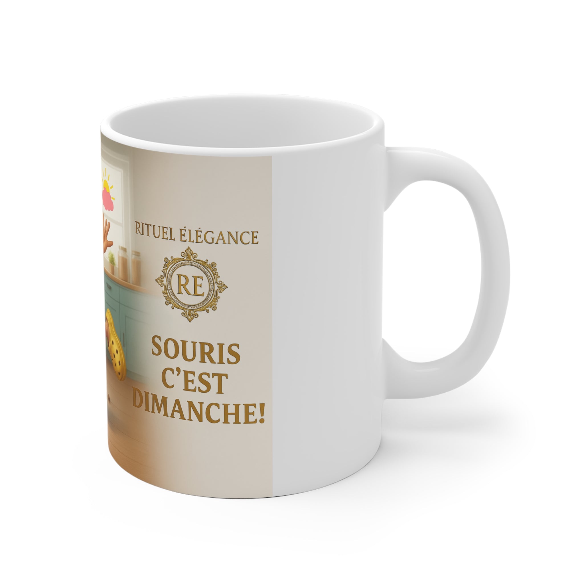 Ceramic Mug - "Souris c'est Dimanche!" Funny Grandma Coffee Cup