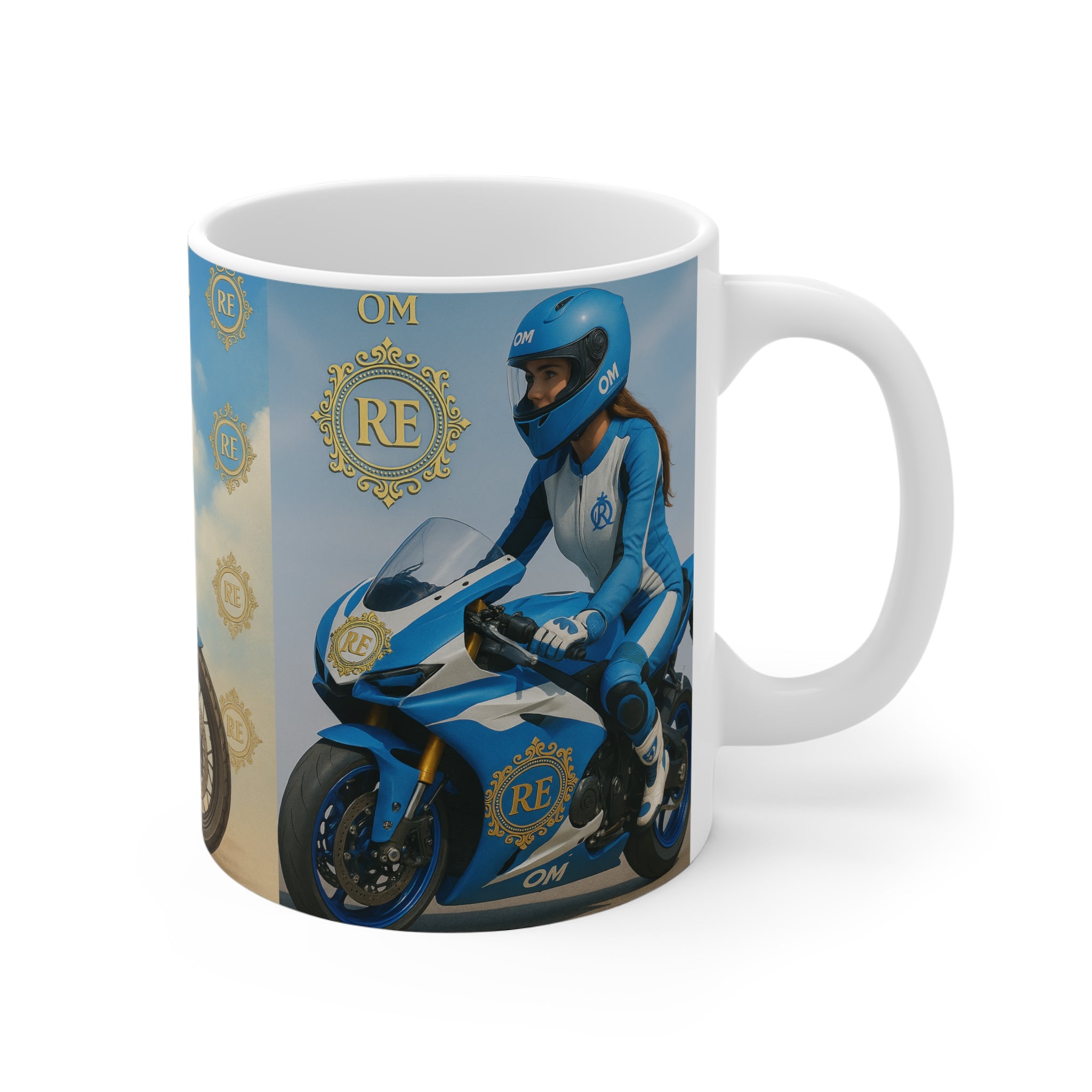 mug OM en céramique de moto élégante, cadeau de motard, tasse à café pour moto