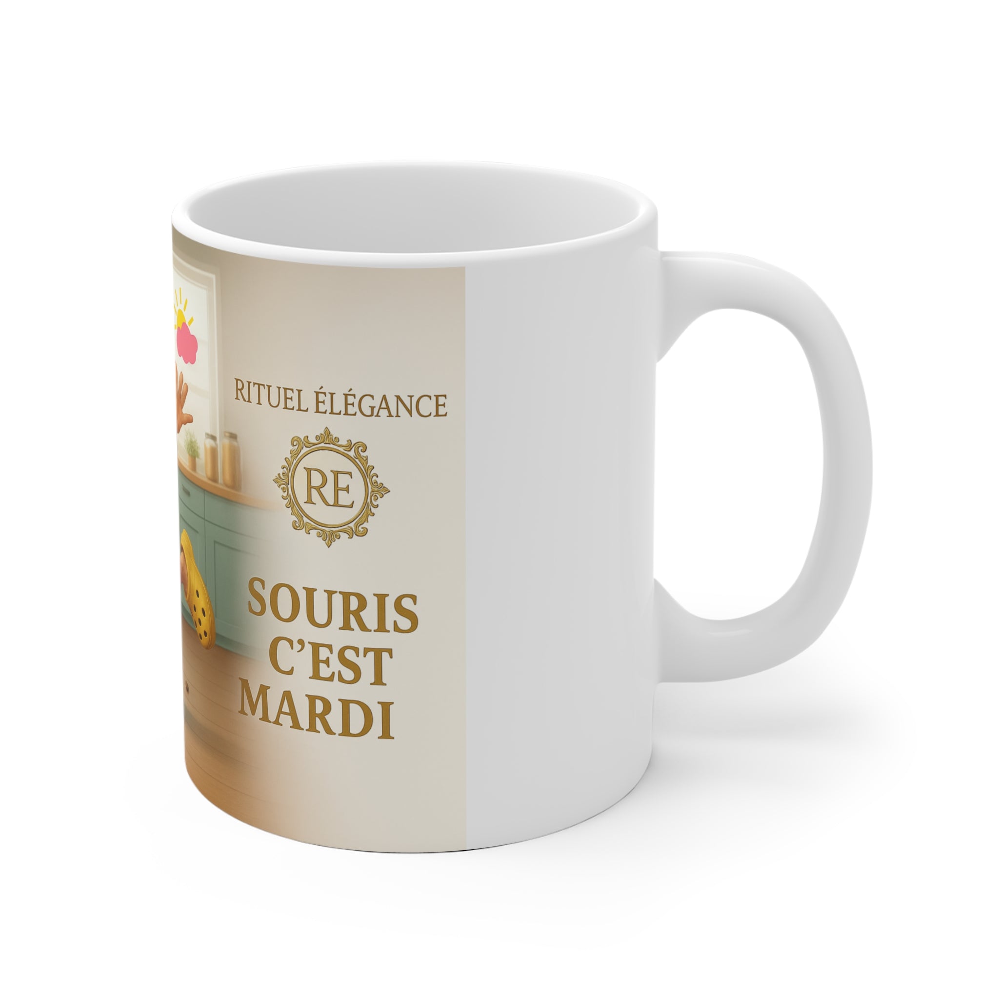 Ceramic Mug — Funny French Grandma 'Souris C'est Mardi' Coffee Mug