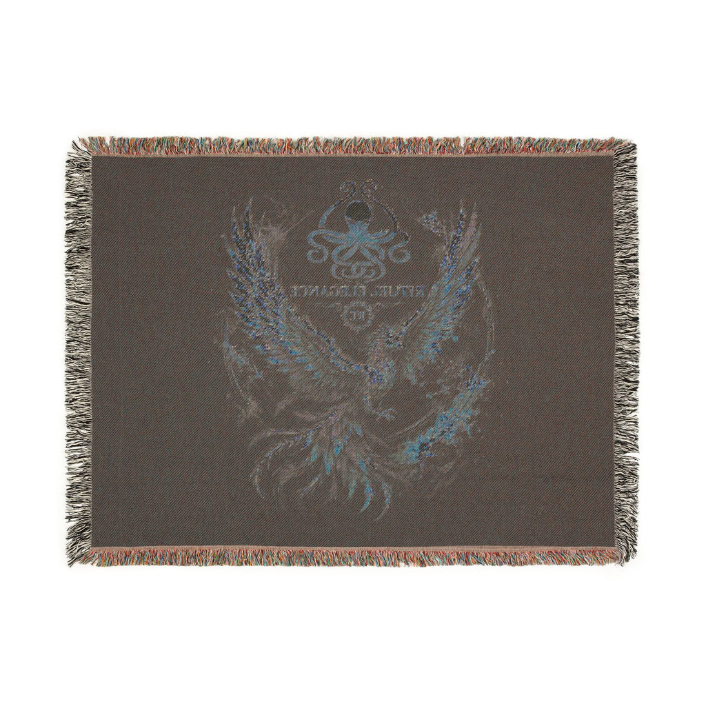 Phoenix Emblem Rituel élégance Woven Blanket — Vintage Gold & Jewel-Tone Tribal Throw