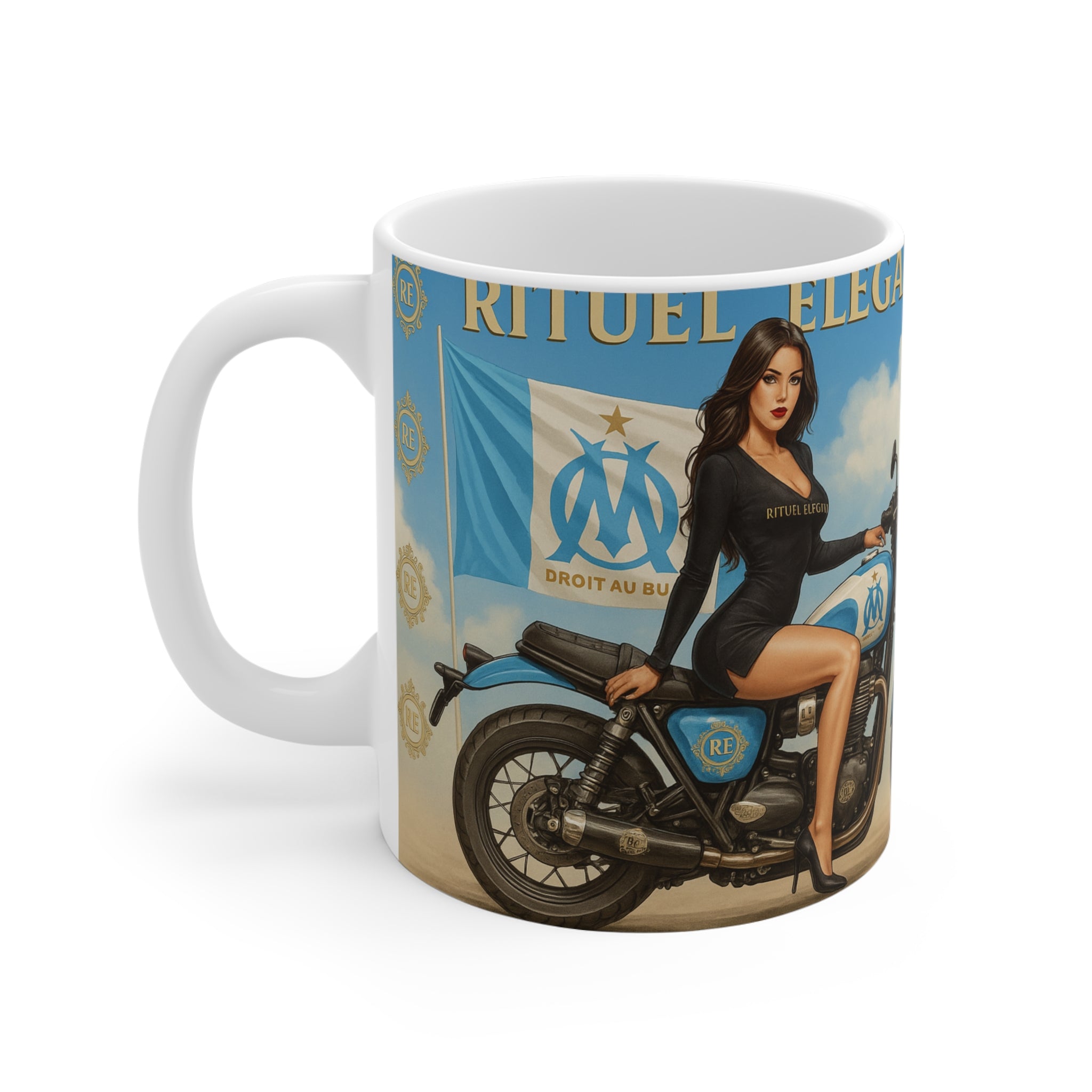 mug OM en céramique de moto élégante, cadeau de motard, tasse à café pour moto