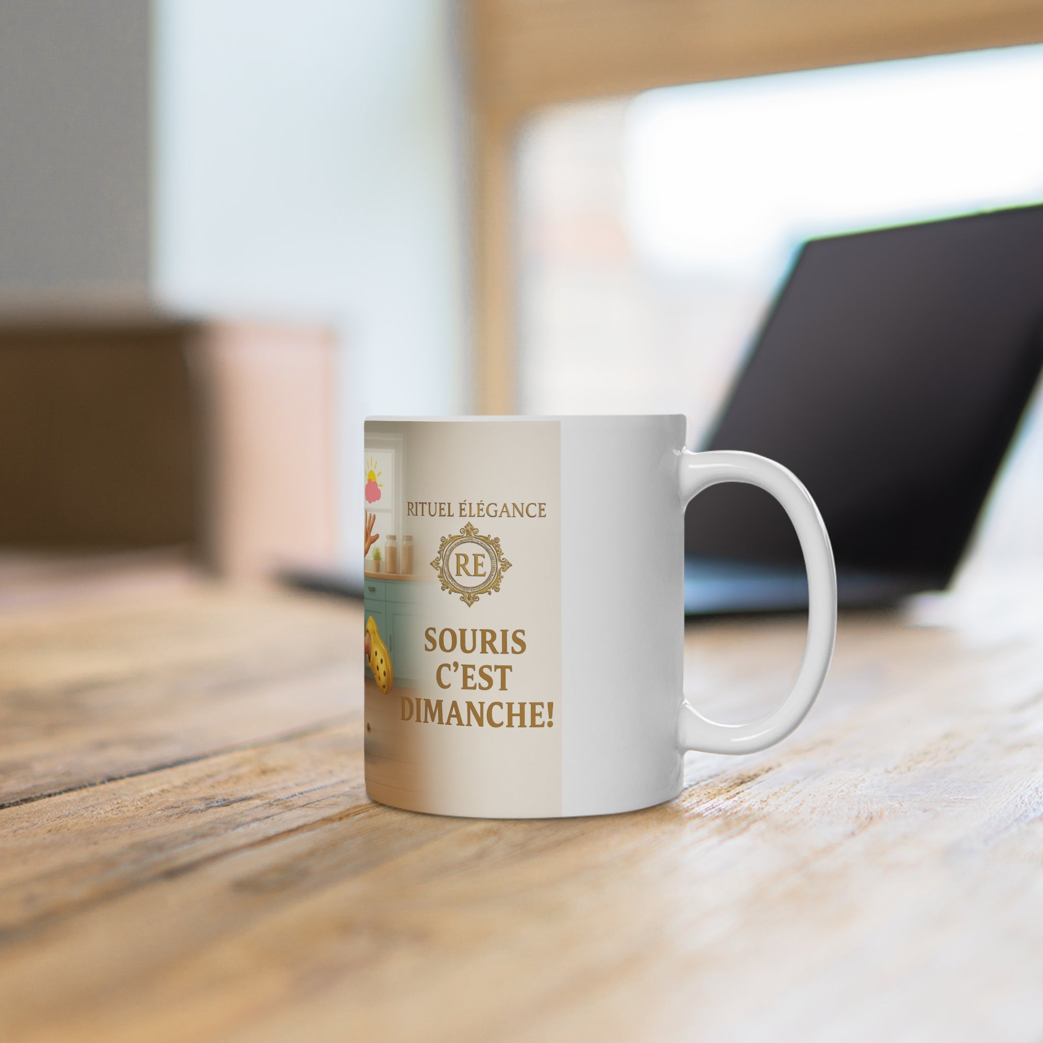 Ceramic Mug - "Souris c'est Dimanche!" Funny Grandma Coffee Cup