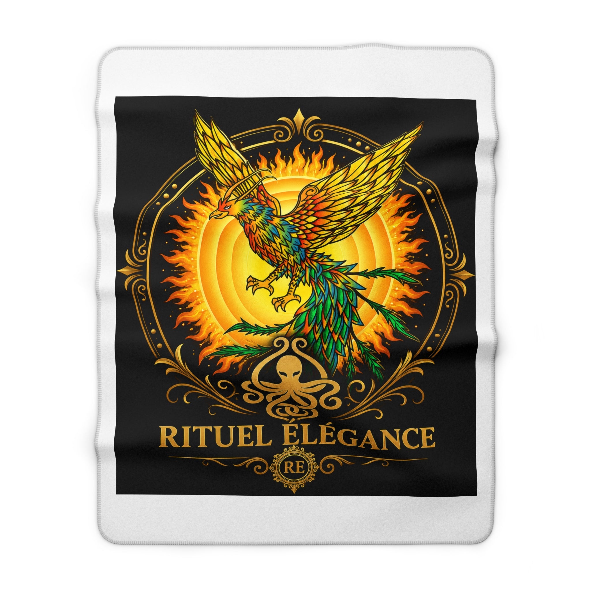 Phoenix Sun Sherpa Blanket — "Rituel Élégance" Cozy Fleece Throw