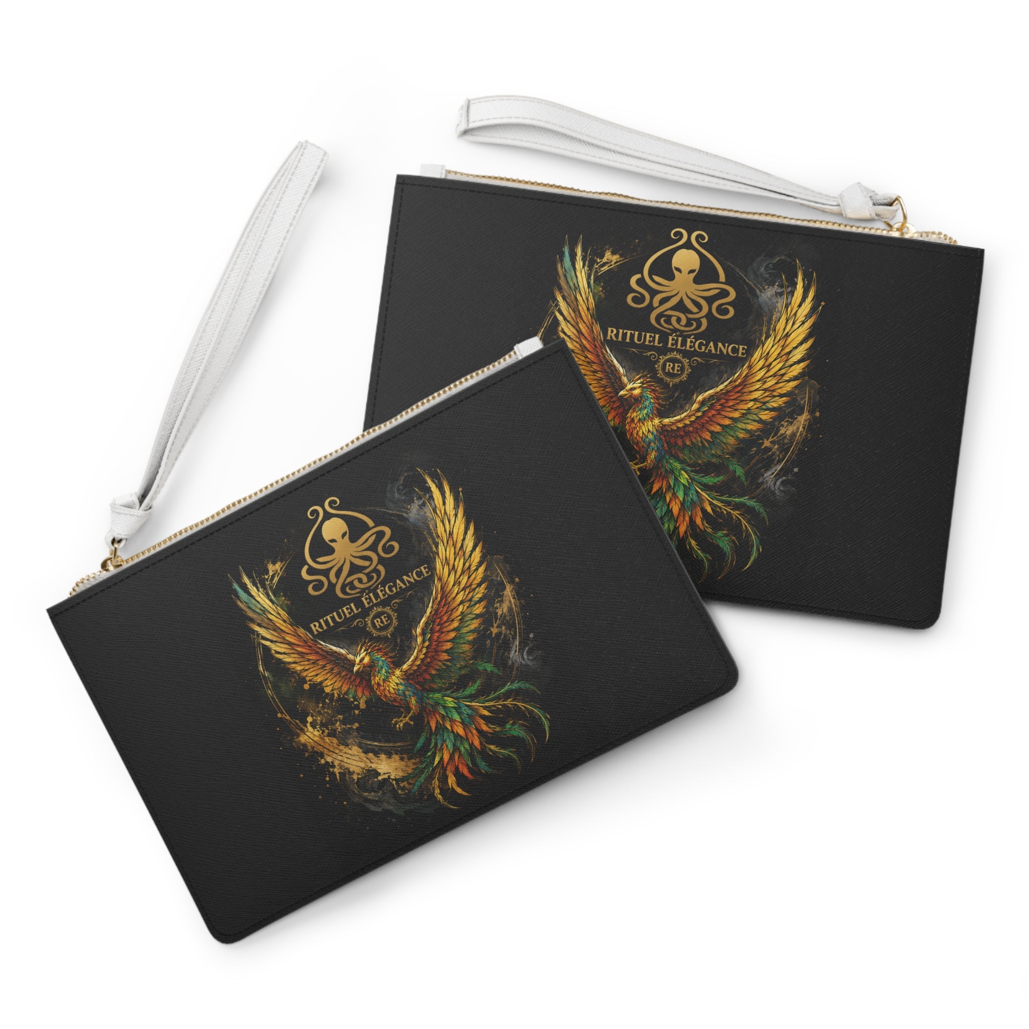 Phoenix Clutch Bag — Rituel Elegance Gold Emblem Wristlet