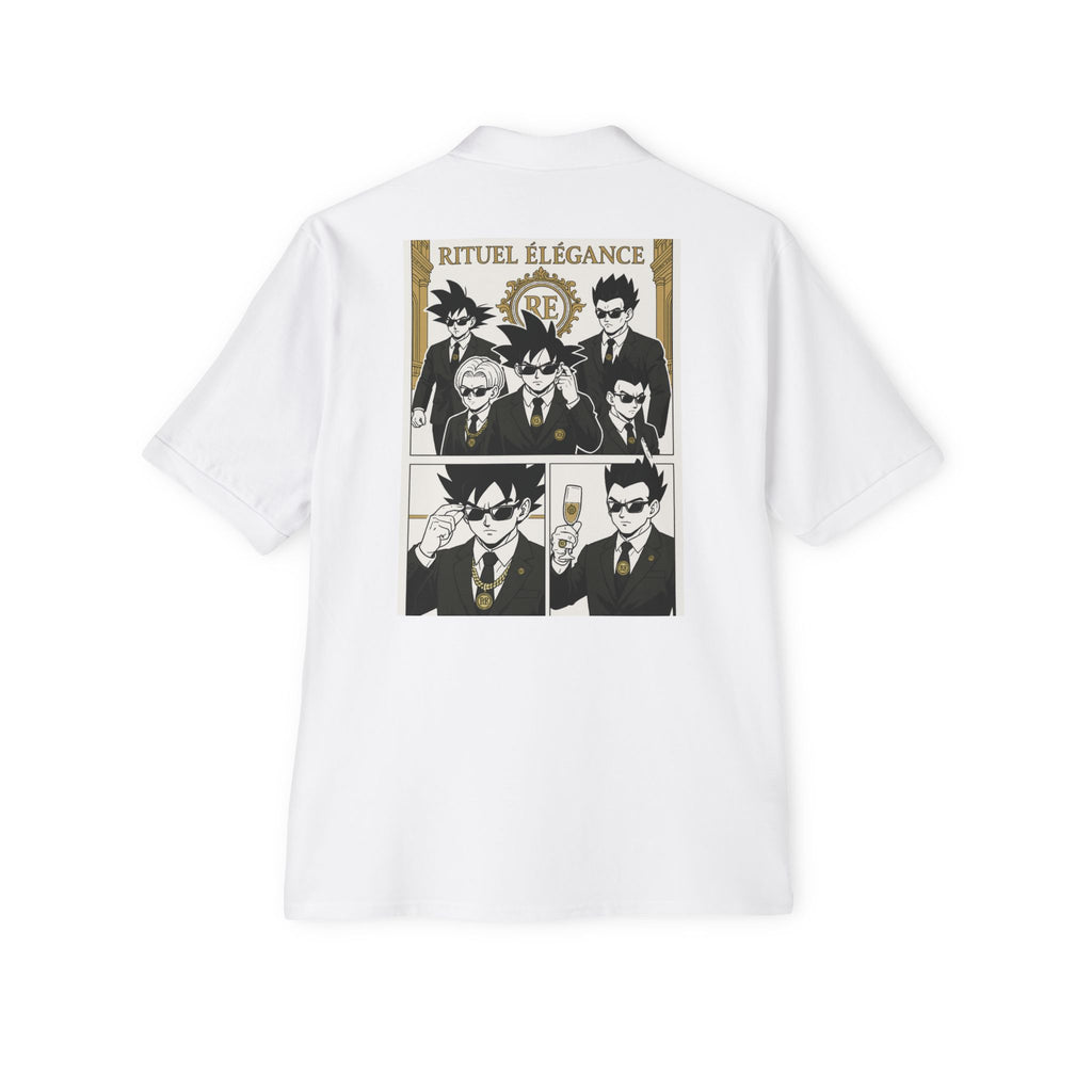 Stylish Graphic Polo Shirt - Rituel Élégance,  for Manga Fans,