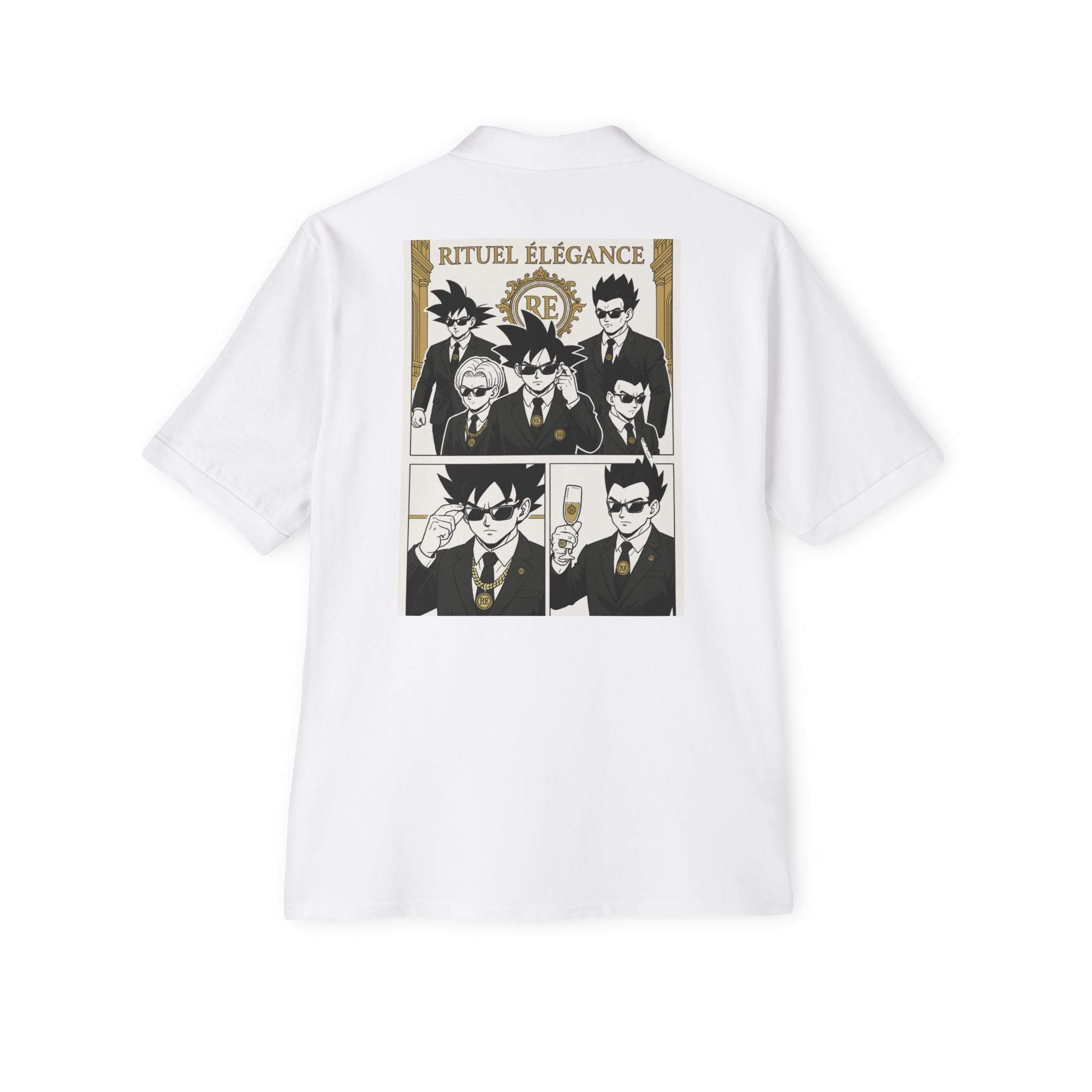 Stylish Graphic Polo Shirt - Rituel Élégance,  for Manga Fans,