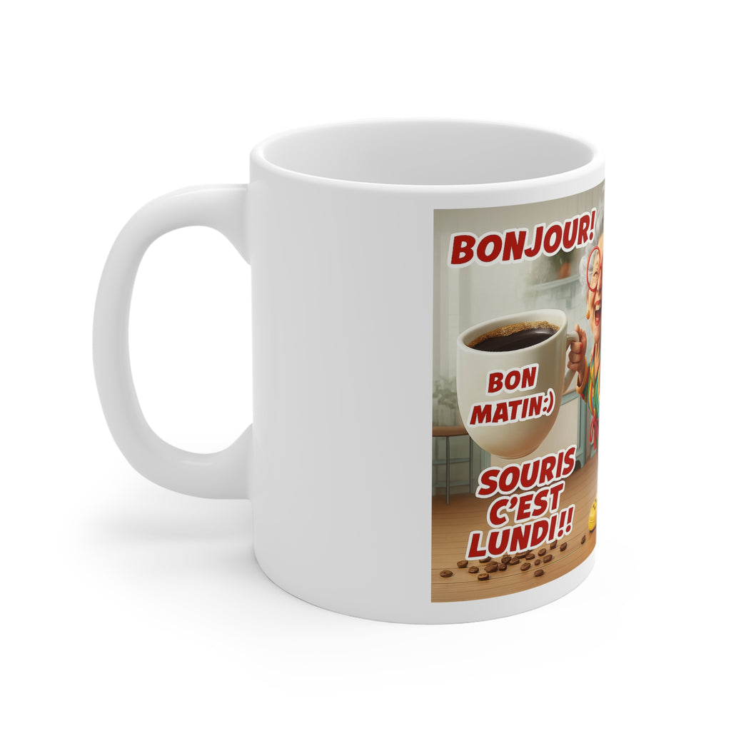 Souris C'est Lundi mug | Funny Grandma Character, French Coffee Ceramic Mug