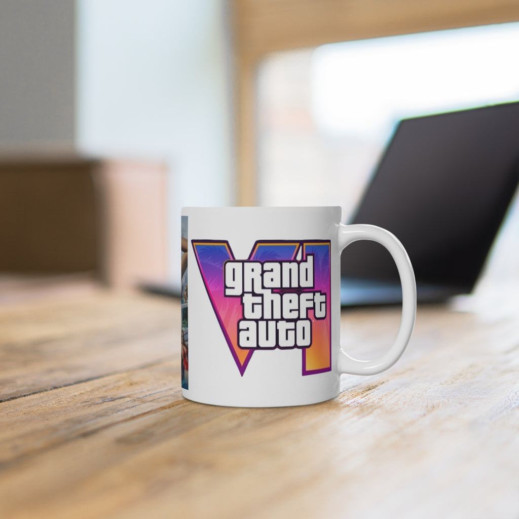 Grand Theft Auto 6Logo Ceramic Mug — Retro Gaming Coffee Cup