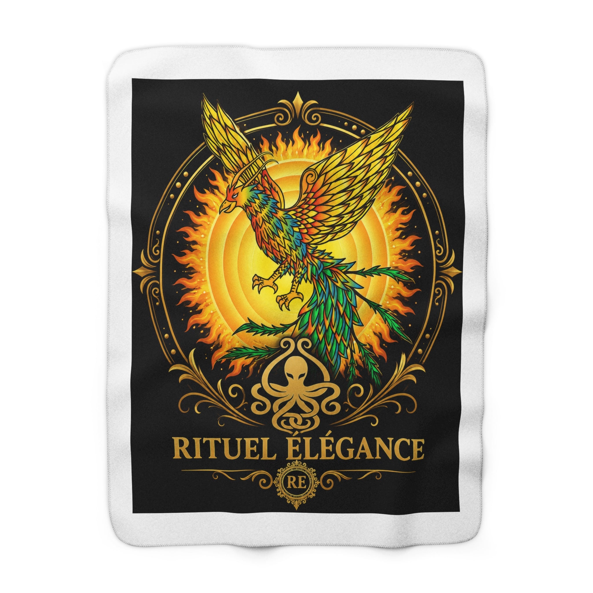 Phoenix Sun Sherpa Blanket — "Rituel Élégance" Cozy Fleece Throw