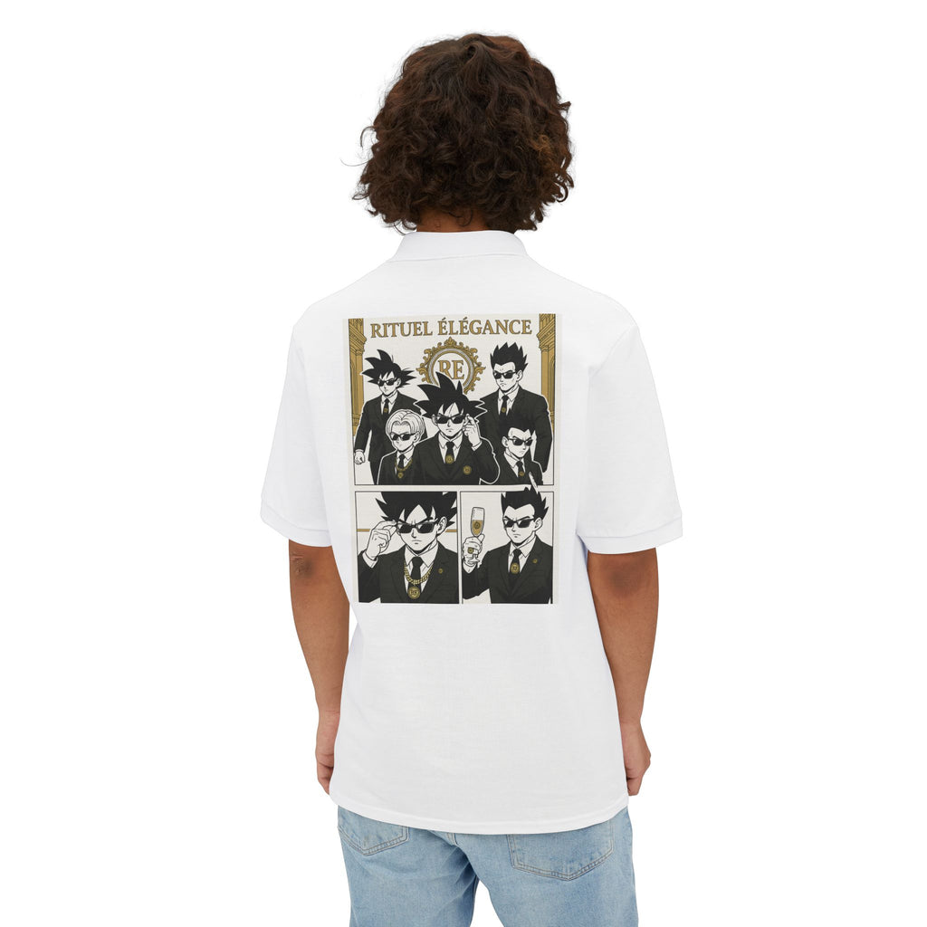 Stylish Graphic Polo Shirt - Rituel Élégance,  for Manga Fans,