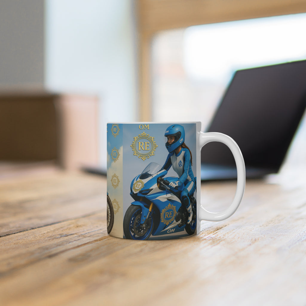 mug OM en céramique de moto élégante, cadeau de motard, tasse à café pour moto