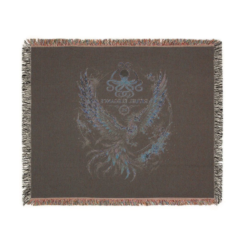 Phoenix Emblem Rituel élégance Woven Blanket — Vintage Gold & Jewel-Tone Tribal Throw