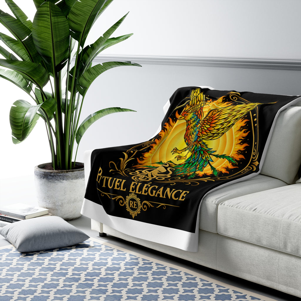 Phoenix Sun Sherpa Blanket — "Rituel Élégance" Cozy Fleece Throw