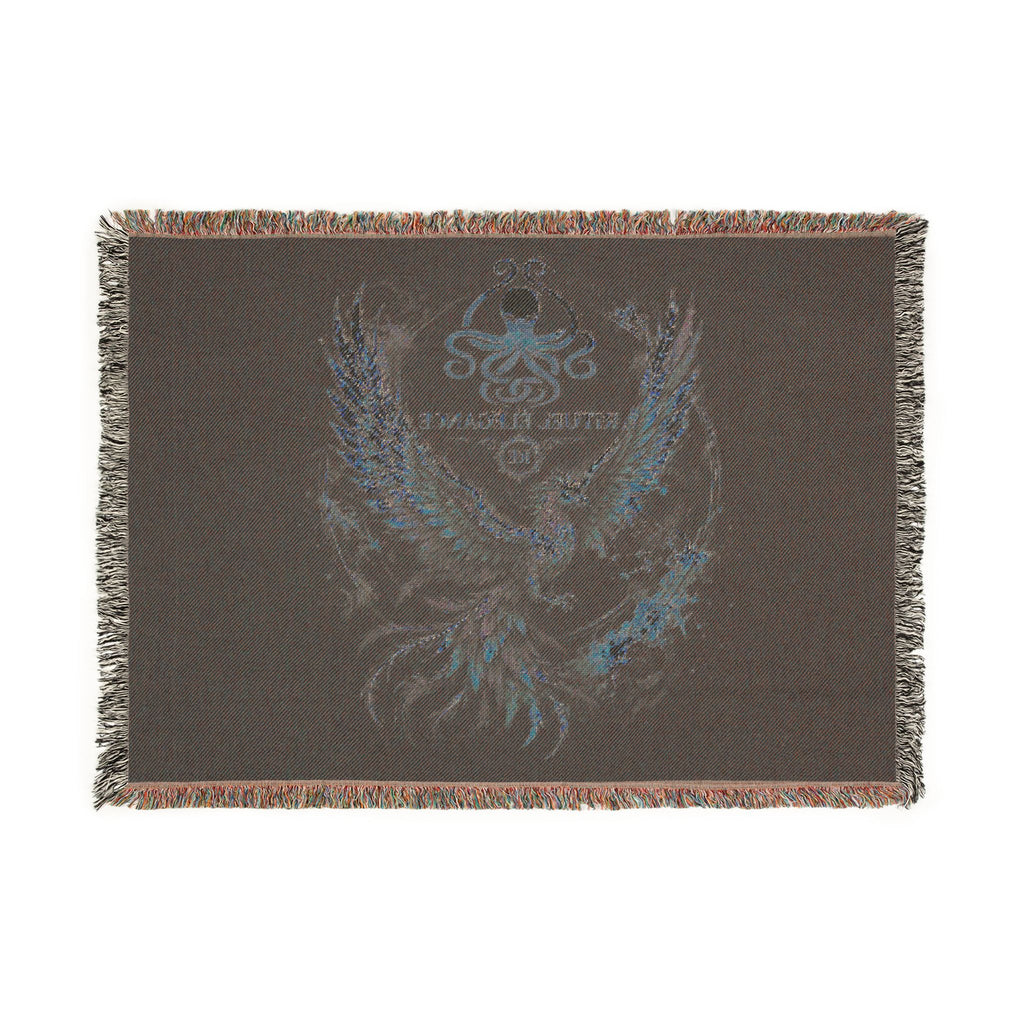 Phoenix Emblem Rituel élégance Woven Blanket — Vintage Gold & Jewel-Tone Tribal Throw