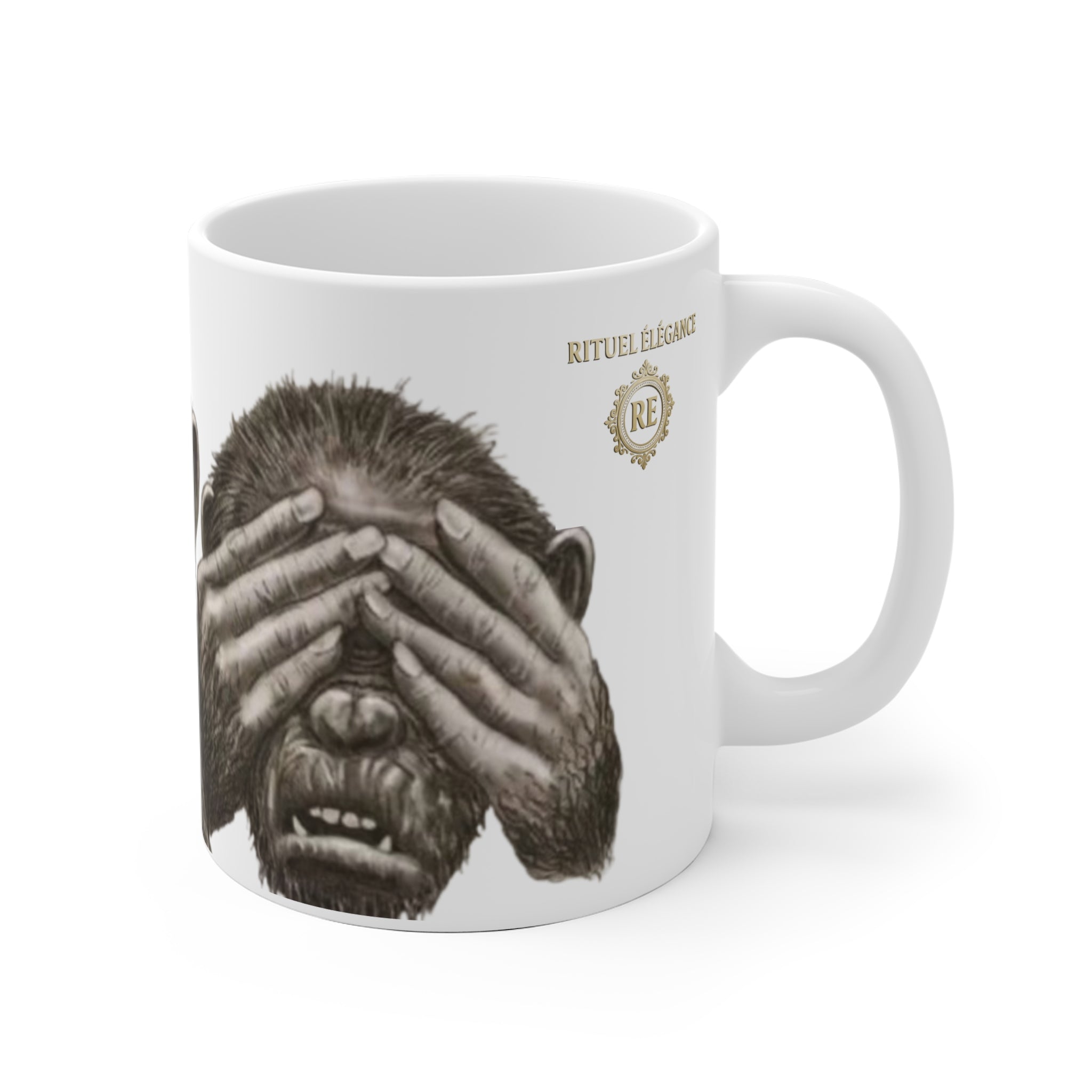 mug 3 singes en céramique Fun Monkey, cadeau de tasse à café unique,  tasse drôle pour le café,idée de cadeau d'anniversaire