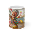 Ceramic Mug. — "Souris c'est Vendredi!" Funny Retro Grandma Coffee Cup