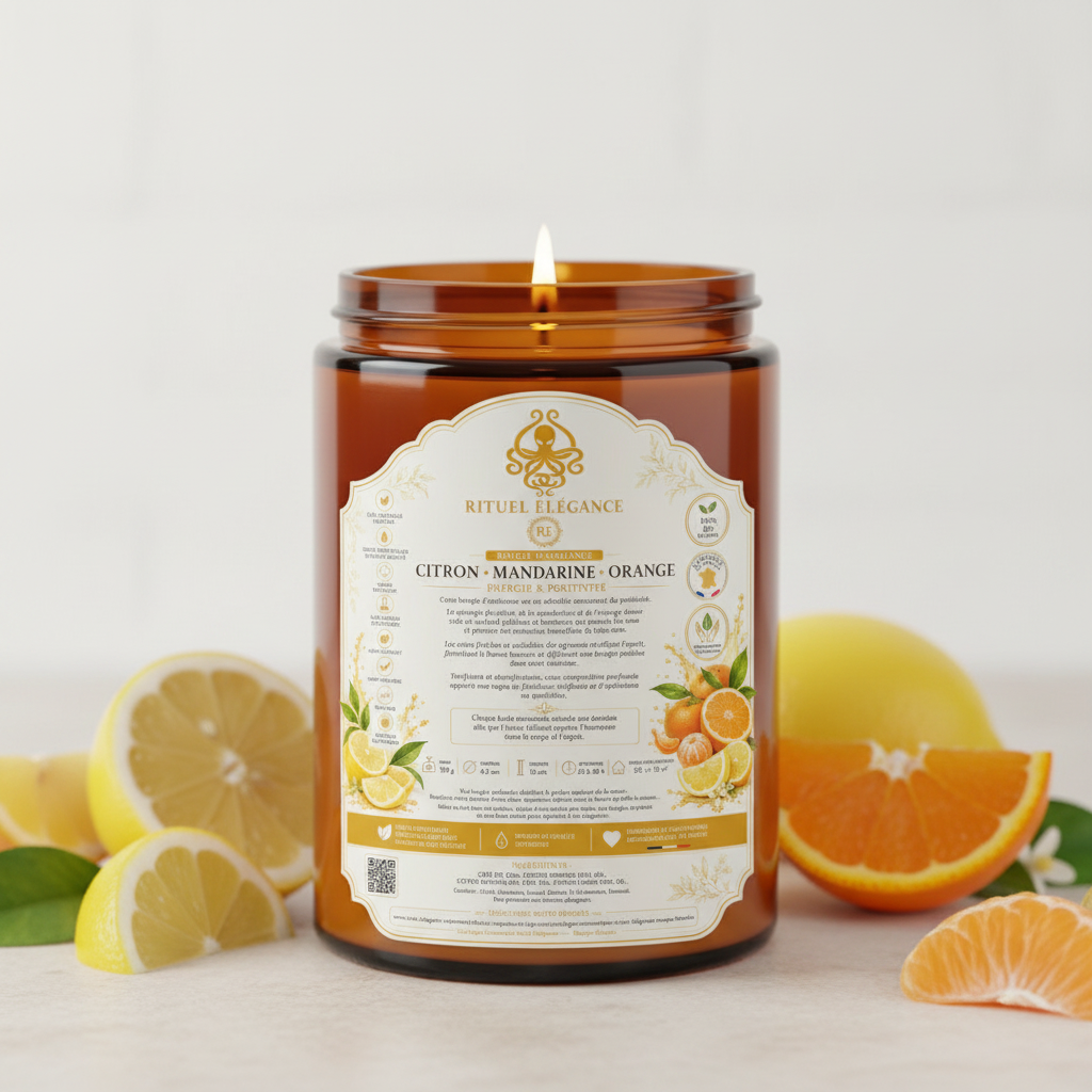 Bougie Citron Mandarine Orange – Rituel Élégance