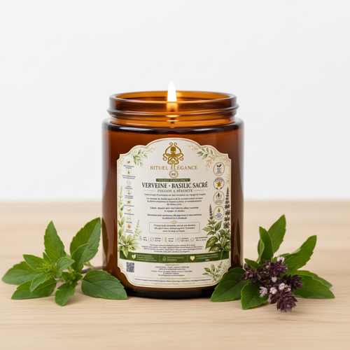 Bougie Verveine & Basilic Sacré – Rituel Élégance