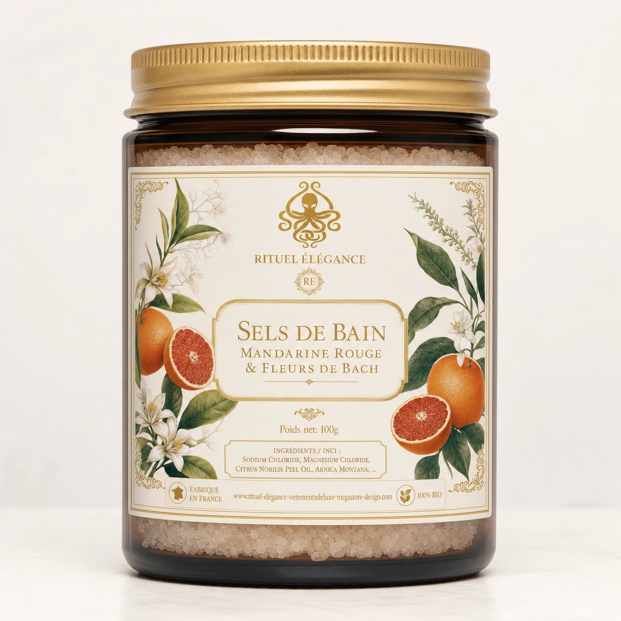 Sels de bain – Mandarine rouge & Fleurs de Bach