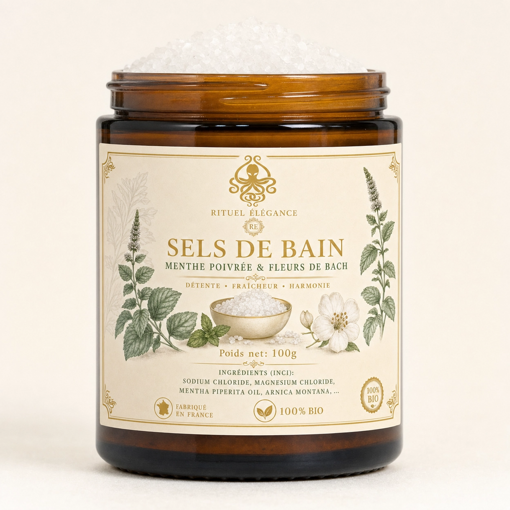 Sels de bain – Menthe poivrée & Fleurs de Bach