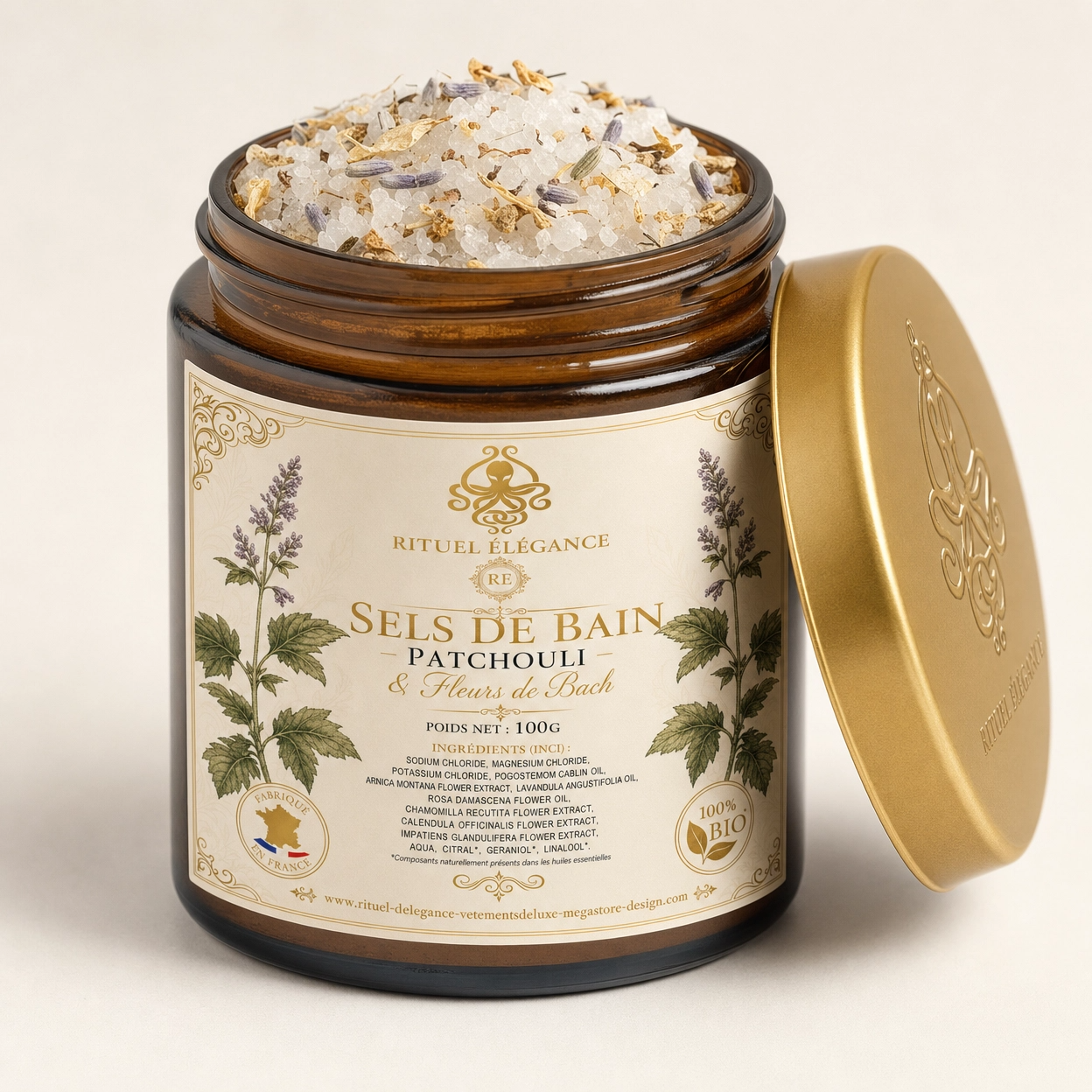Sel de bain – Patchouli & Fleurs de Bach