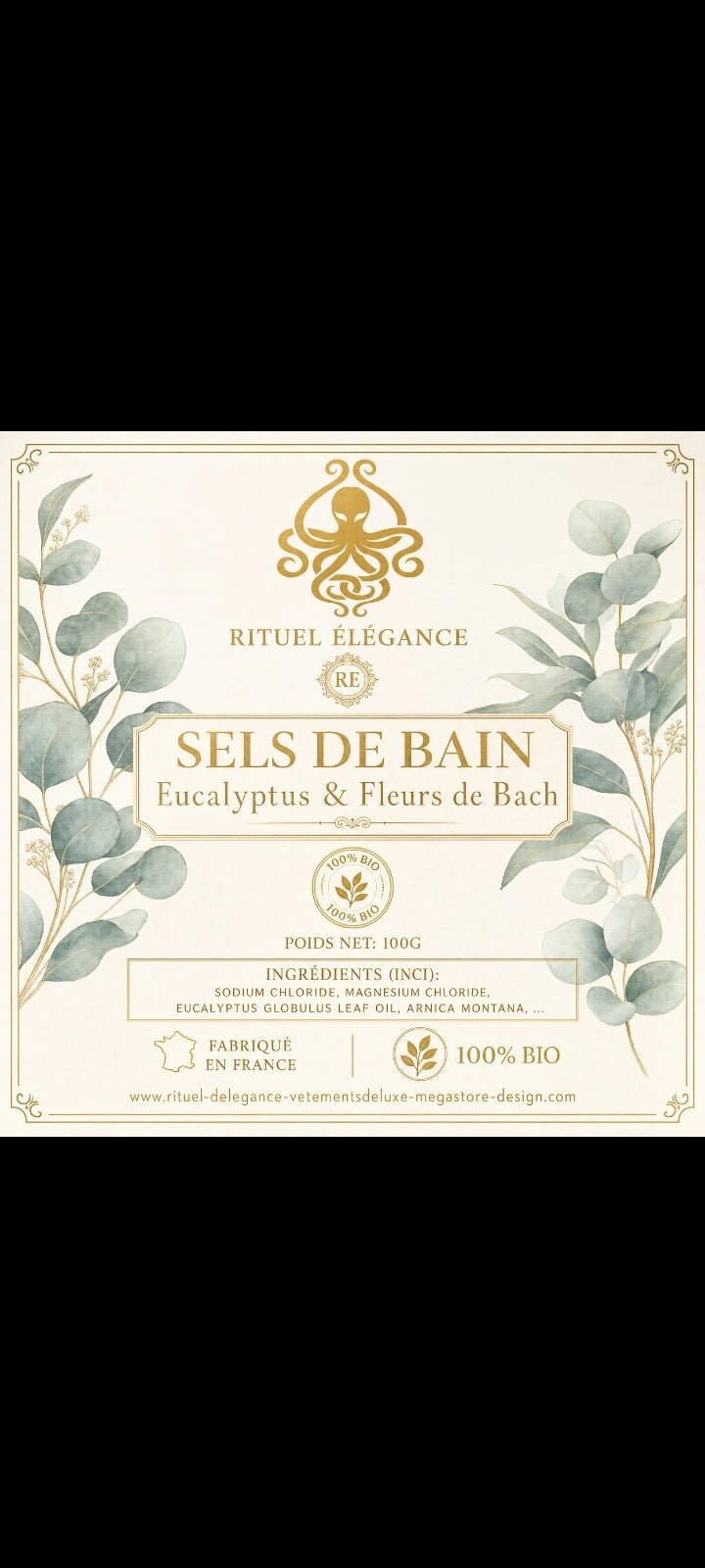 Sel de bain 100% bio de la marque Rituel élégance lot de 20