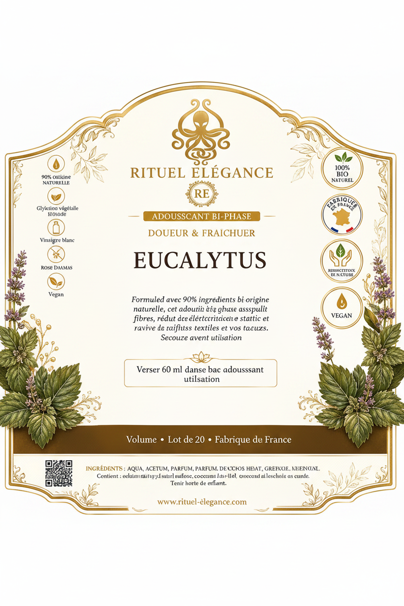 Étiquette détaillée Adoucissant Eucalyptus Rituel Élégance